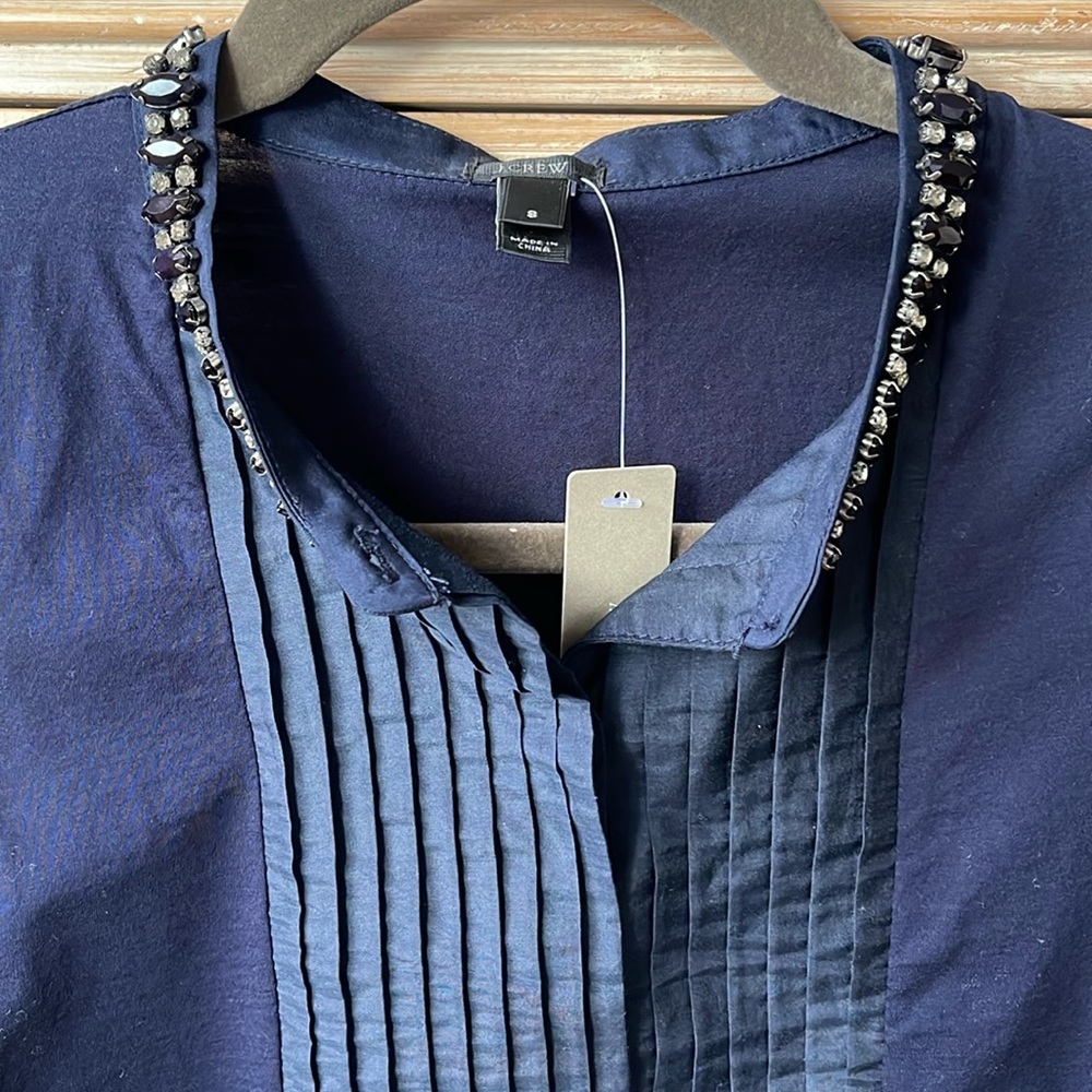 J CREW BEADED COTTON / SILK SLEEVELESS TOP